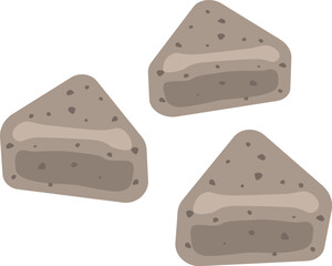 三角形にカットした、コンニャクのイラスト