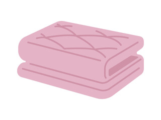 ピンク色の、折りたたんだ敷布団のイラスト