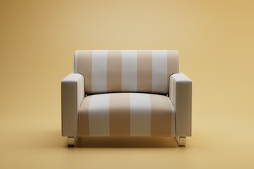 the concept of a comfortable home holiday. beautiful soft chair on a pastel background. 3D render