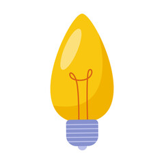 Retro light bulb drawing. Vector illustration of electric bulb glowing brightly isolated on white. Electricity, idea concpet