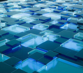 Obraz premium technology background blue light pixel box