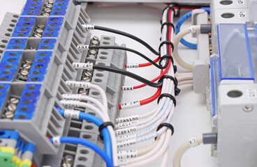 Electrical terminals for connecting electrical copper wires in the control panel.