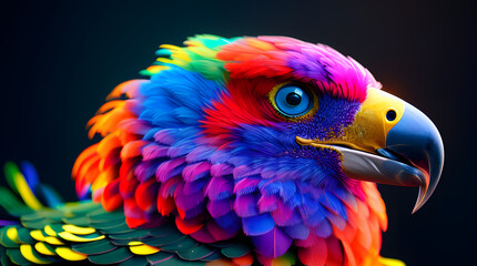 Obraz premium portraid of a colorful bird, 3d design, highly detailed, super sharp, beautiful