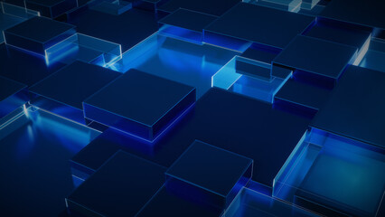 Fototapeta premium technology background blue light pixel box