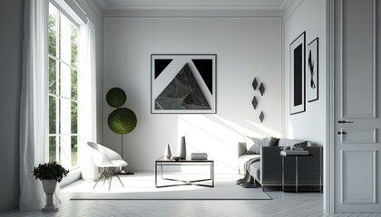 Fototapeta na wymiar Interior of modern living room. generative Ai