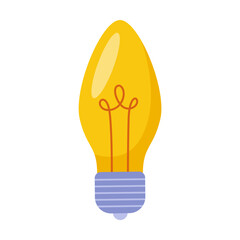 Yellow light bulb vector illustration. Electric bulb glowing brightly isolated on white. Electricity, idea concept