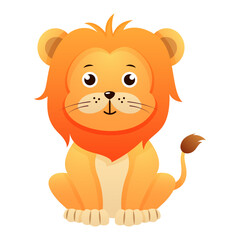Lion . Cute isolated cartoon vector .