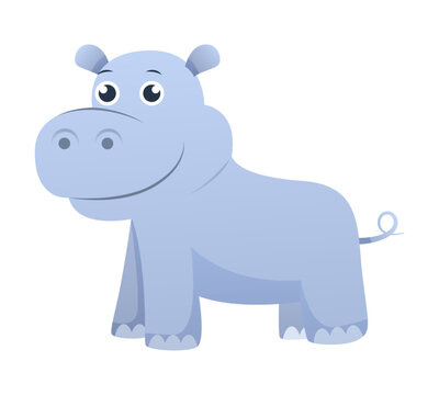 Hippopotamus . Cute isolated cartoon vector .