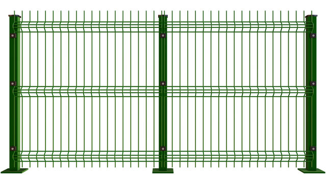 Green Metal V Mesh Fence. Weld Mesh Panel Fence Systems - Fencing Backyard Metal Bar Fence - Png Transparent 3D Image