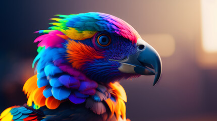 Obraz premium portraid of a colorful bird, 3d design, highly detailed, super sharp, beautiful