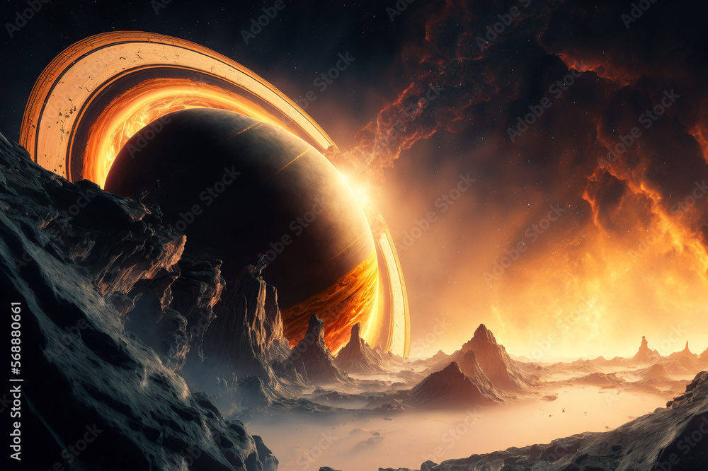Wall mural space and glowing nebula background. ai generated.
