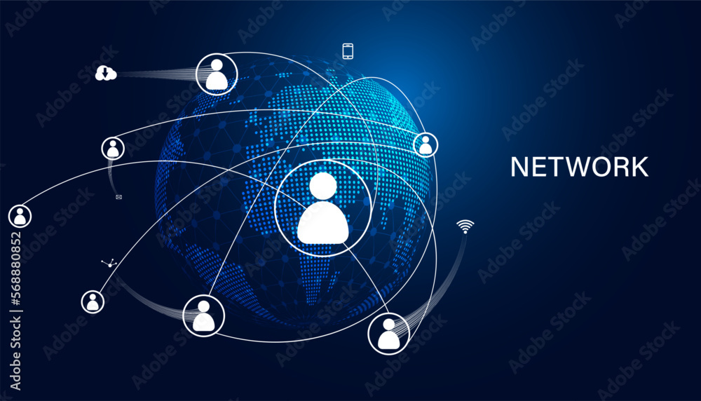 Poster abstract network high speed connection, digital hi-tech, web 3.0, digital internet communication, la
