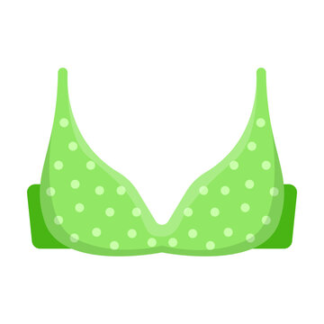 Green bikini bra for women vector illustration. Female underwear, vacation concept