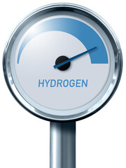 Concept of hydrogen pressure meter on the pipeline.