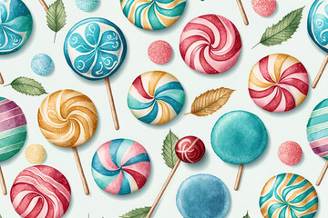 Fototapeta premium Candies. Watercolor Illustration