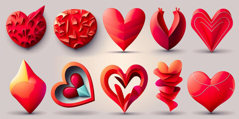 Valentine's Day wallpaper with hearts in 3D representation. AI generated image
