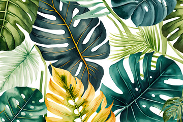Leaves. Watercolor Pattern Illustration