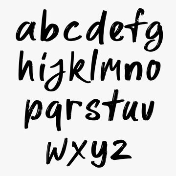 Brush lettering English alphabets on Transparent Background