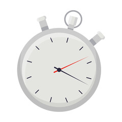 Stopwatch with minute and second hands for measuring time vector illustration. Equipment for school isolated on white background