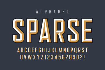 Original display font design, chisel alphabet style, letters and numbers. - obrazy, fototapety, plakaty