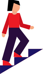 An illustration of a man walking up the stairs.