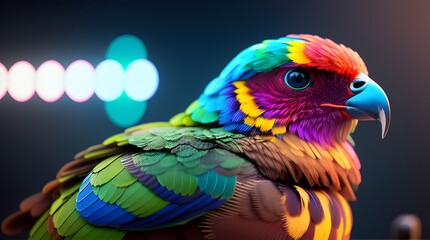 Obraz premium portraid of a colorful bird, 3d design, highly detailed, super sharp, beautiful