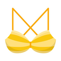 Obraz na płótnie Canvas Yellow bikini bra cartoon illustration. Female underwear, fashion, vacation concept