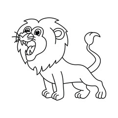 Funny lion cartoon characters vector illustration. For kids coloring book.
