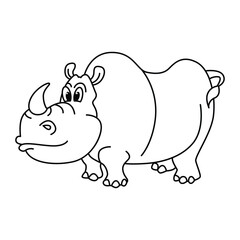 Funny rhino cartoon characters vector illustration. For kids coloring book.