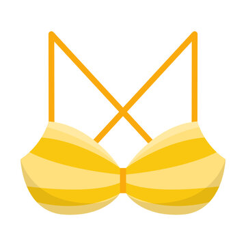 Yellow bikini bra cartoon illustration. Female underwear, fashion, vacation concept
