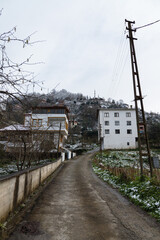 Fototapeta na wymiar Surmene town street view with residential houses on a daytime