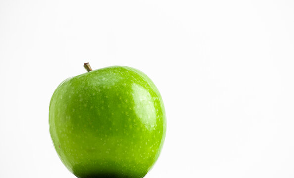 green apple on white background