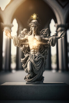 Jesus spiritual religious statue.  Generative AI, this image is not based on any original image, character or person.