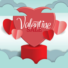 Valentine's square banner design template.  background with love line frame. Usable for social media post, greeting card, banner, and web ad.