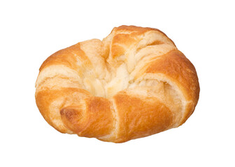 Fresh round croissant isolated on white