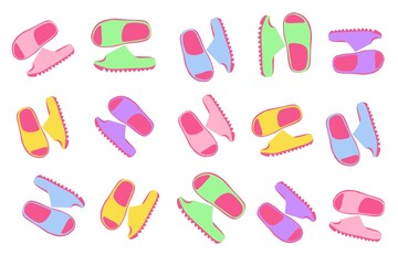 Pattern with mules in bright colours