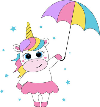 little girl unicorn with a umbrella