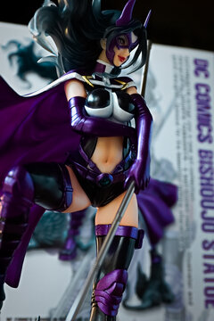 Las Vegas,NV - Feb 5, 2023 : Display of DC COMICS HUNTRESS from Birds of Prey (and the Fantabulous Emancipation of One Harley Quinn). Figure. Figure is from the Bishoujo collection.