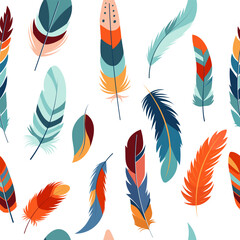 abstract white background with bird feathers in flat style, vector
