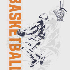 Abstract basketball player in action silhouette style