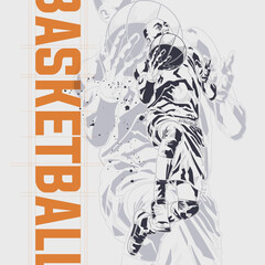 Abstract basketball player in action silhouette style