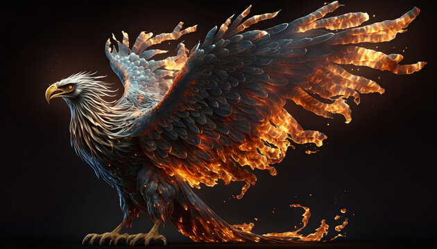 phoenix bird, digital illustration 3d render