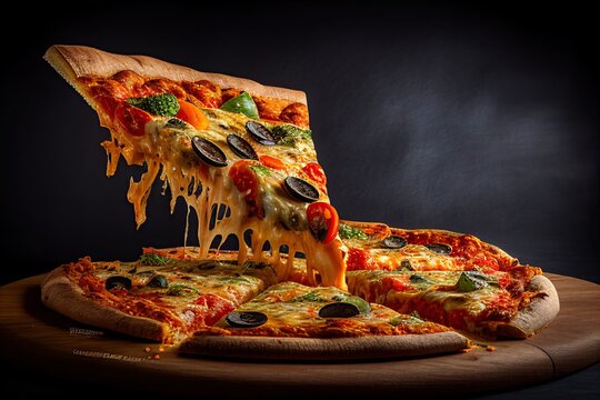 Close-up food photography of Pizza, Italian food. Ai generative