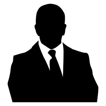 Icono director ejecutivo. Símbolo CEO. Silueta aislada de hombre con traje y corbata