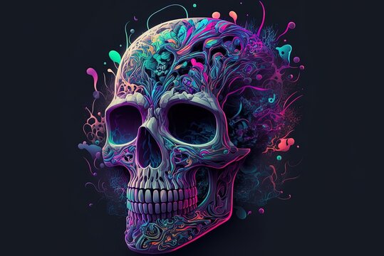 design with a psychedelic skull graphic Generative AI