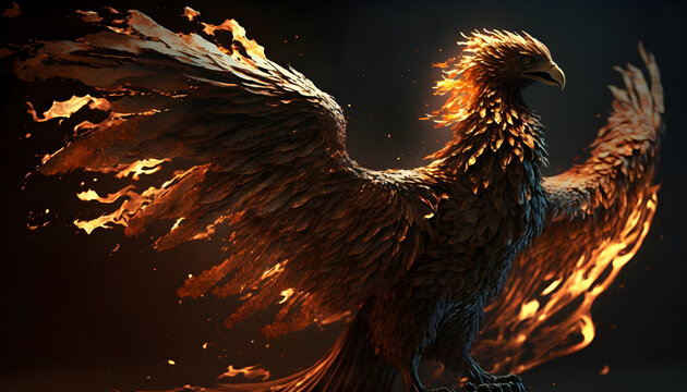 phoenix bird, digital illustration 3d render