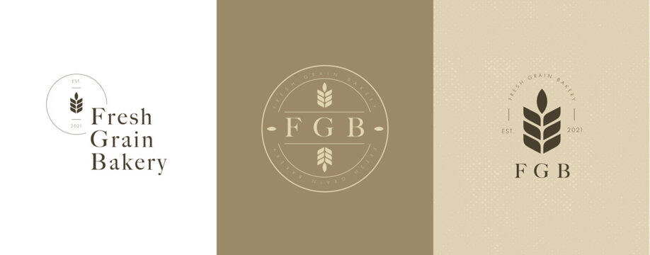Logo dise&ntilde;o minimal para panader&iacute;a y pasteler&iacute;a estilo moderno redondo con textura versiones vector 