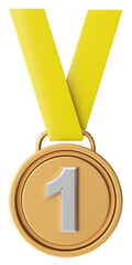 3D gold medal. Number one. 3D illustration.