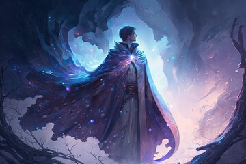 illustration of ancient cleric or mage, a man with magic power, Generative Ai