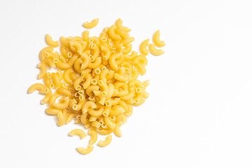 heap of pasta on white background.